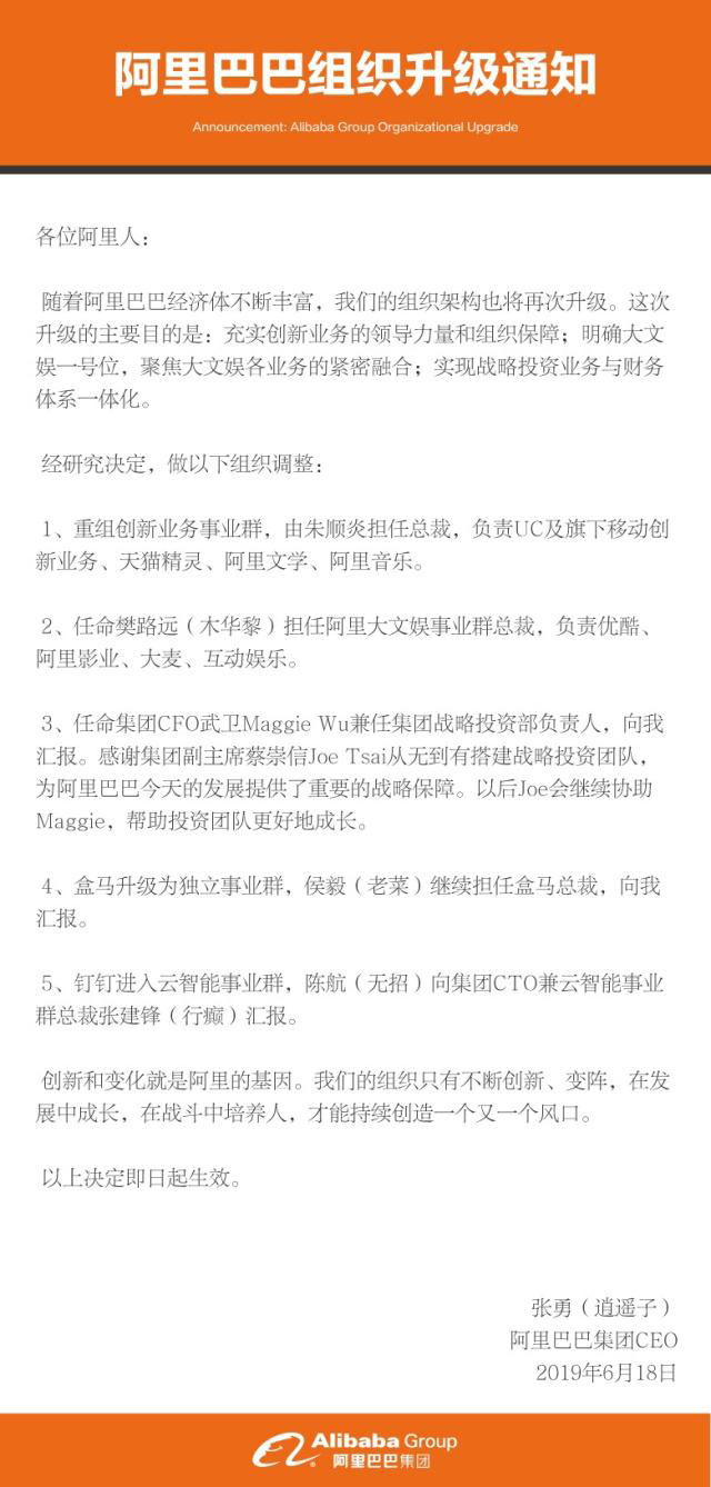 熱點 | 阿里巴巴宣布新一輪面向未來的組織升級